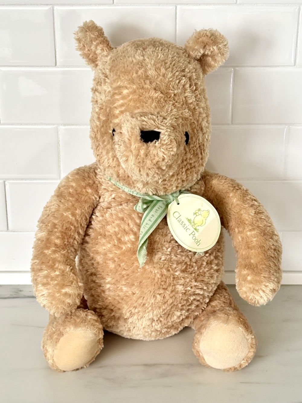 NEW VINTAGE Disney Classic Winnie the Pooh Tan Sherpa Stuffed Plush Bear LARGE